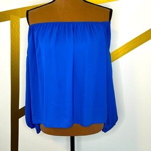 Off shoulder, long sleeve with exposed shoulder, size M, 100 polyester.